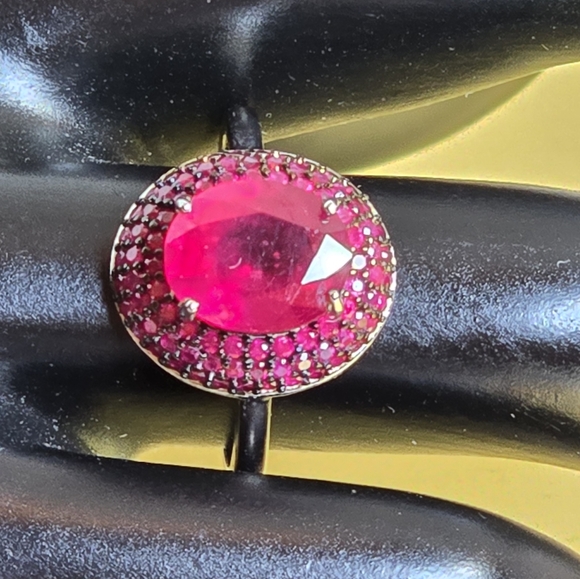 925 Sterling Silver Ring Sz 7.75  with Natural  Ruby Gemstone - Picture 8 of 15